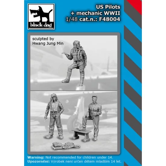 Black Dog F48004 1/48 WWII US Pilots and Mechanic - Model Figures