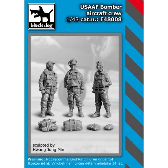 Black Dog F48008 1/48 USAAF Bomber Aircraft Crew (3 figures) - Model Figures