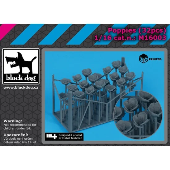 Black Dog M16003 1/16 Poppies (32pcs) - Scenics & Diorama