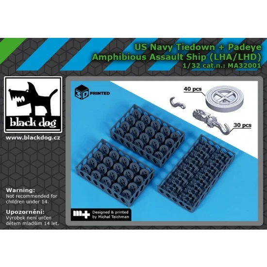 Black Dog MA32001 1/32 US Navy Tiedown and Padeye for Amphibious Assault Ship (LHA/LHD) - Model Planes
