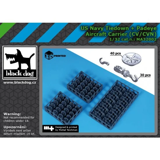 Black Dog MA32002 1/32 US Navy Tiedown and Padeye for Aircraft Carrier (CV/CVN) - Model Planes