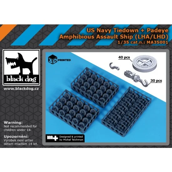 Black Dog MA35001 1/35 US Navy Tiedown and Padeye for Amphibious Assault Ship (LHA/LHD) - Model Planes