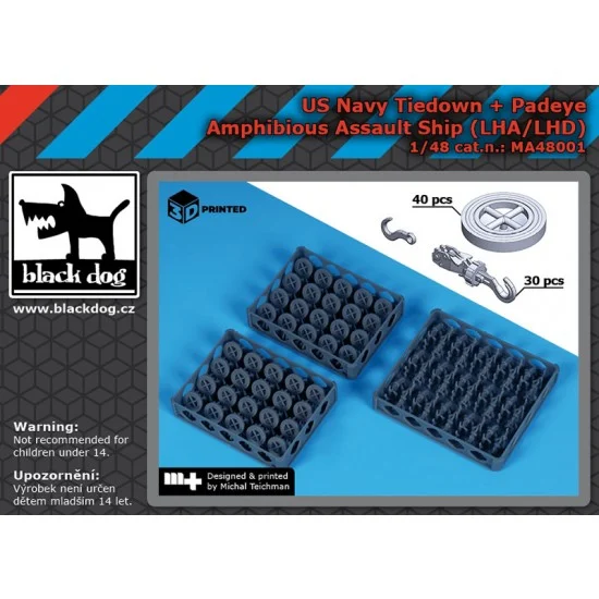 Black Dog MA48001 1/48 US Navy Tiedown and Padeye for Amphibious Assault Ship (LHA/LHD) - Model Planes