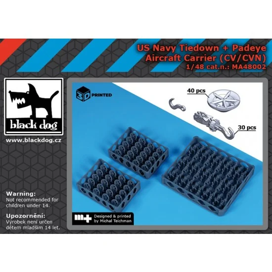Black Dog MA48002 1/48 US Navy Tiedown and Padeye for Aircraft Carrier (CV/CVN) - Model Planes