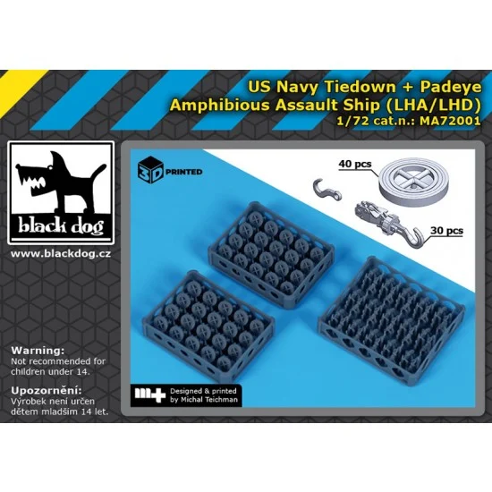 Black Dog MA72001 1/72 US Navy Tiedown and Padeye for Amphibious Assault Ship (LHA/LHD) - Model Planes