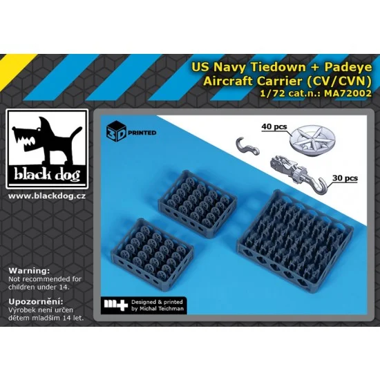 Black Dog MA72002 1/72 US Navy Tiedown and Padeye for Aircraft Carrier (CV/CVN) - Model Planes