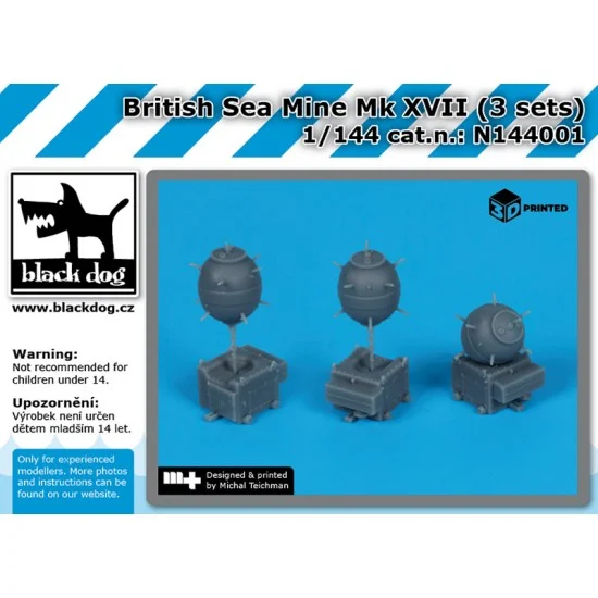 Black Dog N144001 1/144 British Sea Mine Mk XVII (3pcs) - Scenics & Diorama