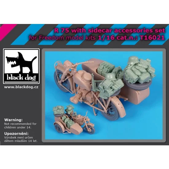 Black Dog T16021 1/16 R 75 with Sidecar Accessories Set for Freedom model kits - Military Vehicles & Tanks