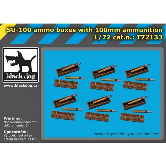 Black Dog T72133 1/72 Su-100 Tank Destroyer Ammo Boxes w/100mm Ammunition