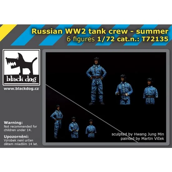 Black Dog T72135 1/72 WWII Russian Tank Crew #Summer (6 figures) - Model Figures