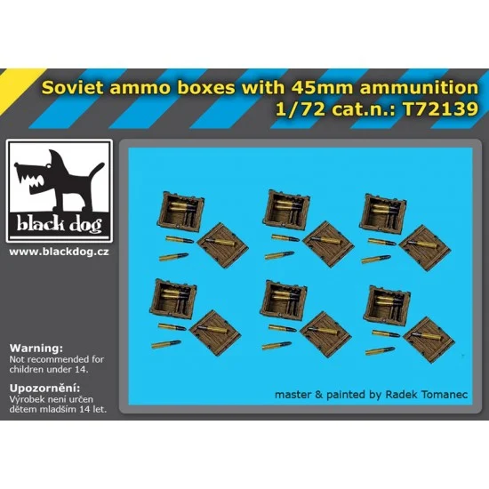 Black Dog T72139 1/72 Soviet Ammo Boxes w/45mm Amunition - Scenics & Diorama