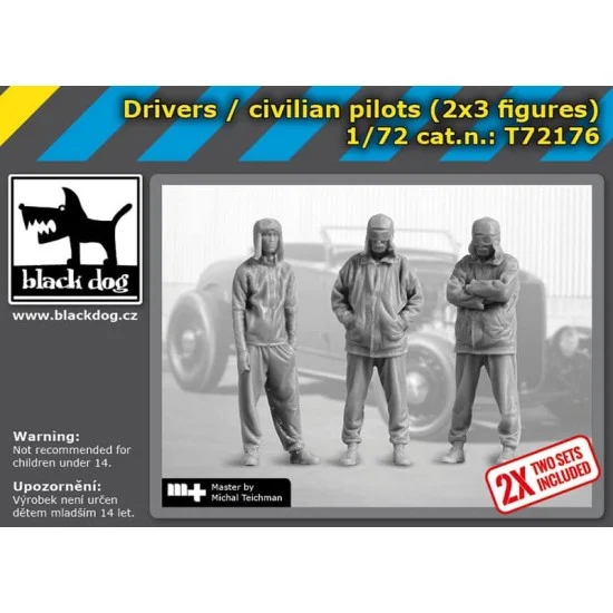 Black Dog T72176 1/72 Drivers / Civilian Pilots (2x 3 figures) - Model Figures