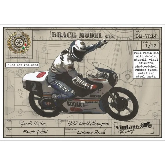 Brach VR14 1/12 Garelli 125cc. 1987 World Champion (Driver: Fausto Gresini) - Model Motorcycles