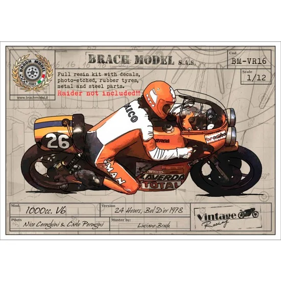 Brach VR16 1/12 Laverda V6 1000cc Motorcycle, 24h Bol d'Or 1978 Nico Cereghini/Carlo Perugini ver - Model Motorcycles