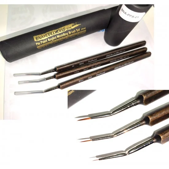 BNA PPS-01 Pin Point Angled Modelling Brush Set (Round, Size: 10/0/ 00, 0) - Reach Where Others Can’t