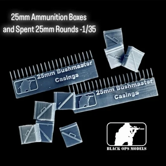 Black Ops 3006 1/35 25mm Ammunition Boxes (8pcs) and Spent 25mm Rounds (44 castings) - Military Vehicles & Tanks