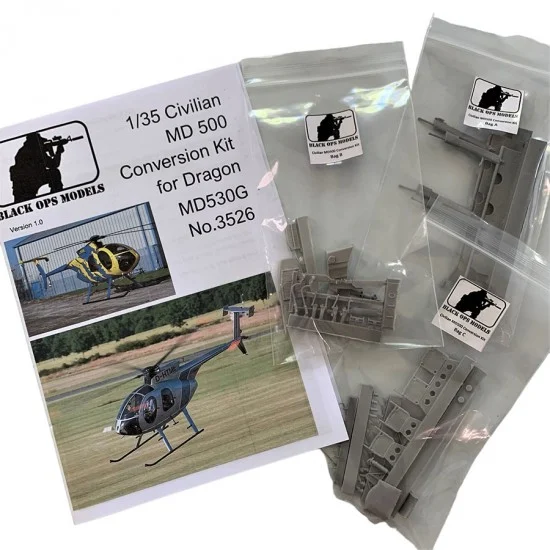 Black Ops 4032 1/35 MD500 Civilian Conversion Kit for Dragon DML MD530G #3526 - Model Planes