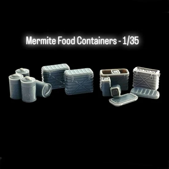 Black Ops 5041 1/35 Mermite Food Containers (4pcs) and Round Utility Cans (4pcs) - Scenics & Diorama