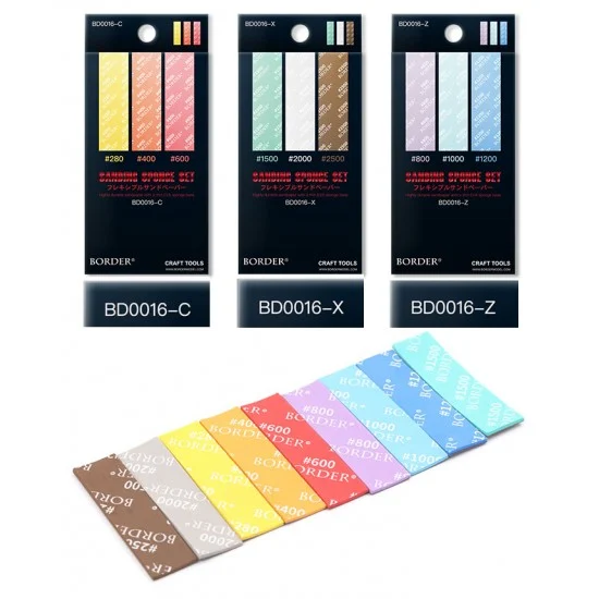 Border Model 0016-X Sanding Sponge Set 1500# 2000# 2500# (18pcs)