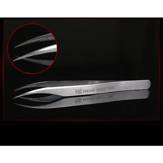 Border Model 0072-1 Curved Tip Model Tweezers
