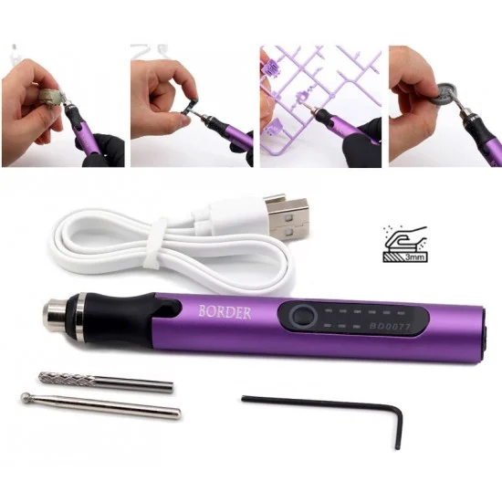Border Model 0077 Electric Rotary Tool w/2 Type Milling Cutter & USB Type C Charge Line - Hobby Tools & Supplies