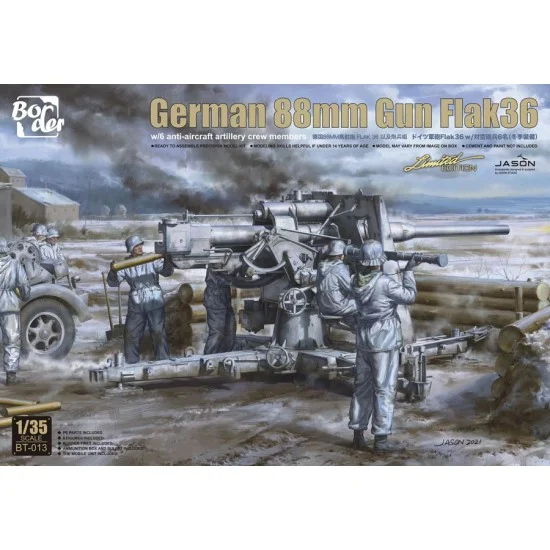 Border Model BT-013 1/35 German 88mm Gun Flak 36 w/Anti-aircraft Artillery Crews (1 kit & 6 figures)