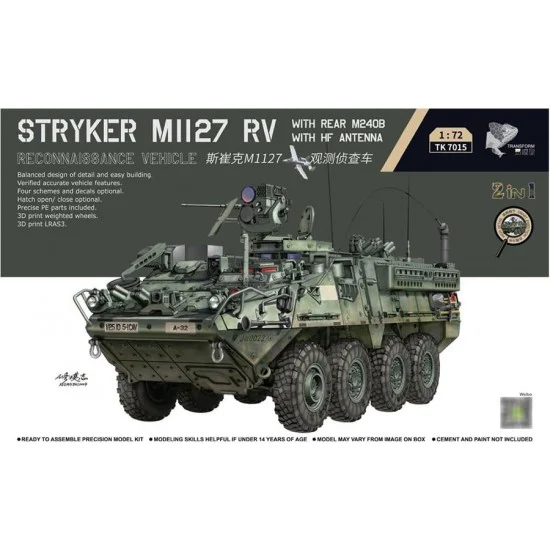 Border Model TK-7015 1/72 Striker M1127 RV with Rear M240B/HF Antenna (2-in-1)