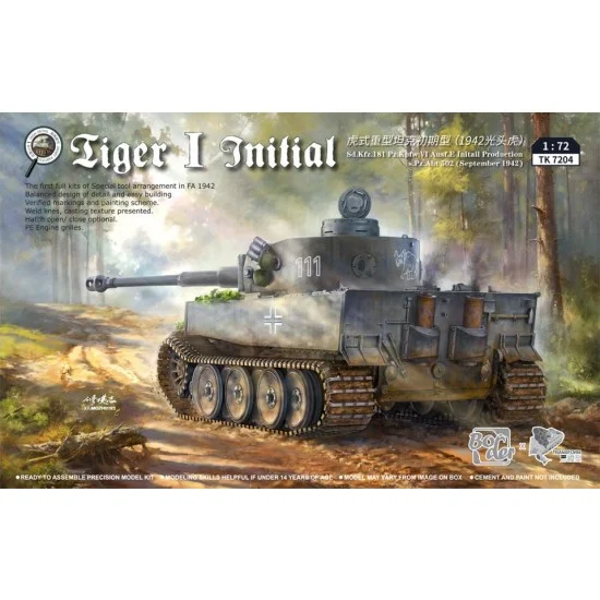 Border Model TK-7204 1/72 Tiger I Initial Heavy Tank Early 1942 SdKfz.181 Pz.Kpfw.VI Ausf.E s.Pz.Abt 502