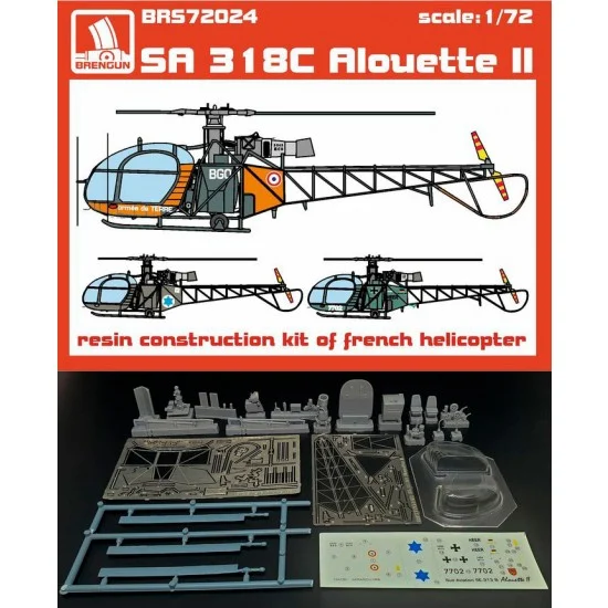 Brengun BRS72024 1/72 French SA 318C Alouette II Helicopter - Model Planes