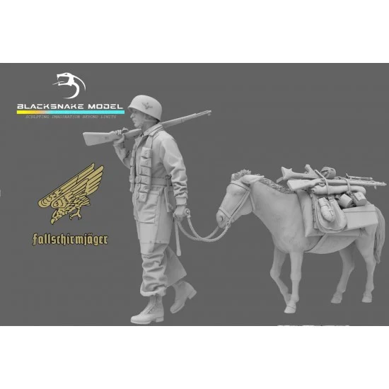BlackSnake FSJ-01 1/35 WWII German Paratrooper Leading a Donkey