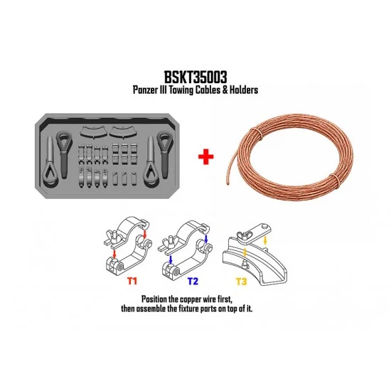 BSK Model BSKT35003 1/35 Panzer III/ Stug III Towing Cable Set - Military Vehicles & Tanks