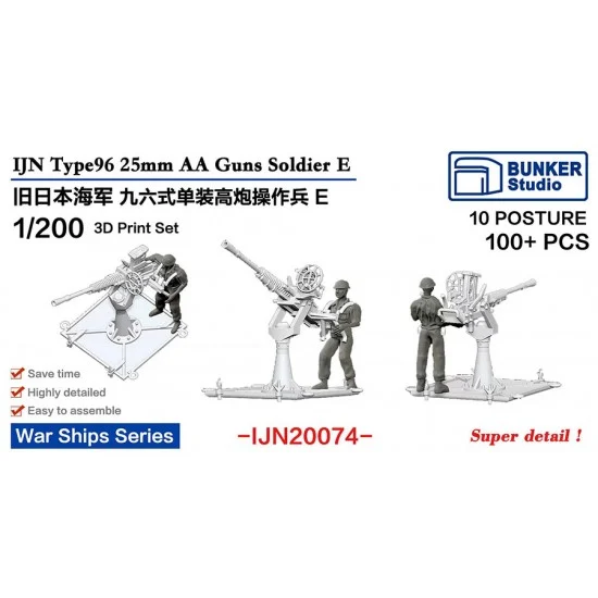 BUNKER Studio IJN20074 1/200 IJN Type 96 AA Gun Crew Set A - Model Ships & Boats