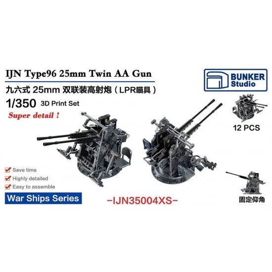 BUNKER Studio IJN35004XS 1/350 IJN Type96 25mm Twin AA Gun LPR Sight (Late Type, 12pcs) - Model Ships & Boats