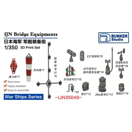 BUNKER Studio IJN35049 1/350 IJN Bridge Equipment - Model Ships & Boats