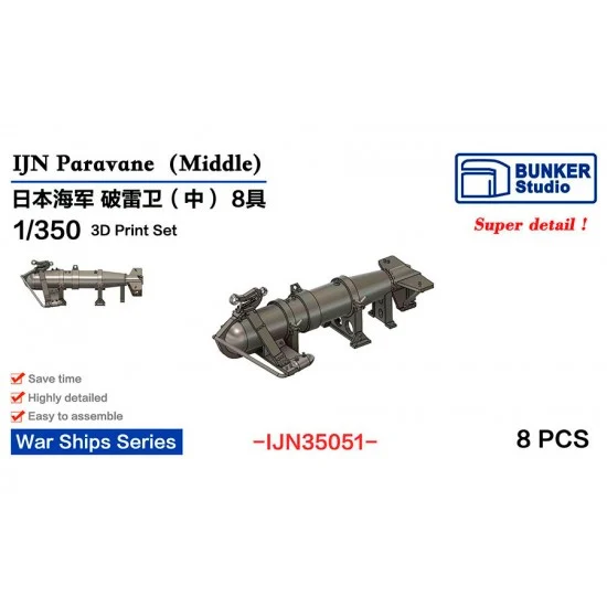 BUNKER Studio IJN35051 1/350 IJN Paravane Middle (8pcs) - Model Ships & Boats
