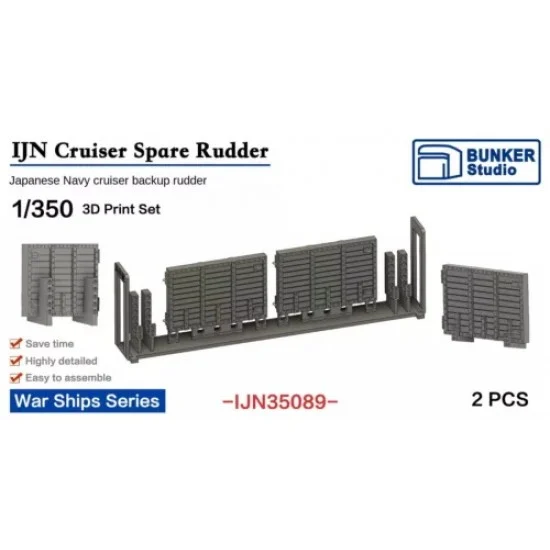 BUNKER Studio IJN35089 1/350 IJN Cruiser Spare Rudder (2pcs) - Model Ships & Boats