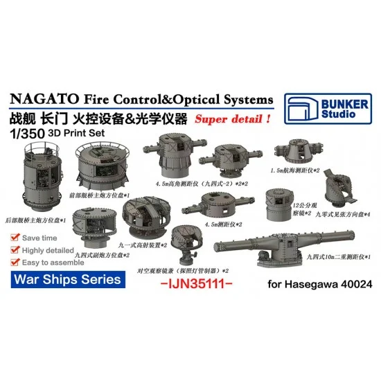 BUNKER Studio IJN35111 1/350 IJN NAGATO Fire Control and Optical Systems for Hasegawa 40024 - Model Ships & Boats