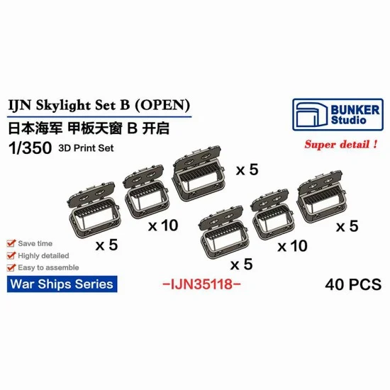 BUNKER Studio IJN35118 1/350 IJN Skylight Set B Open - Model Ships & Boats