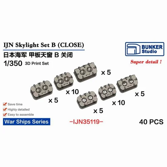 BUNKER Studio IJN35119 1/350 IJN Skylight Set B Close - Model Ships & Boats