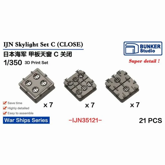 BUNKER Studio IJN35121 1/350 IJN Skylight Set C Close - Model Ships & Boats