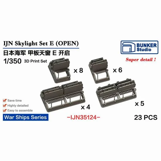BUNKER Studio IJN35124 1/350 IJN Skylight Set E Open - Model Ships & Boats