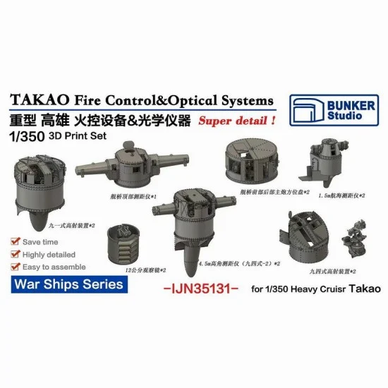 BUNKER Studio IJN35131 1/350 Takao Fire Control and Optical Systems Set - Model Ships & Boats