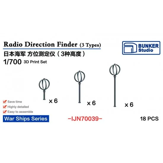 BUNKER Studio IJN70039 1/700 IJN Radio Direction Finder (18pcs) - Model Ships & Boats