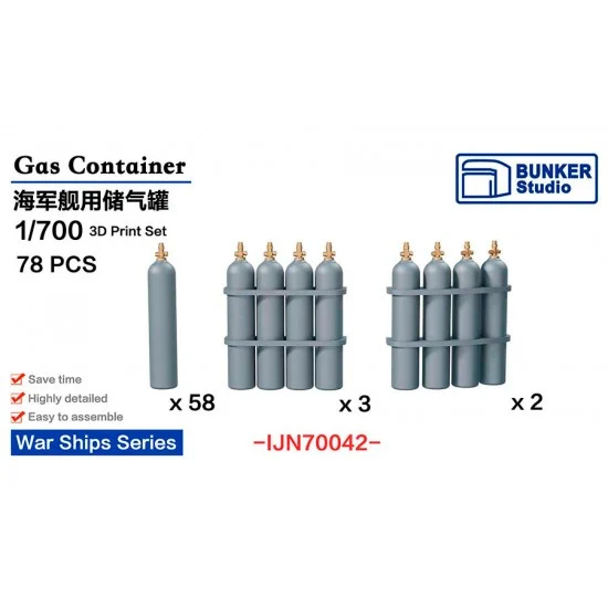 BUNKER Studio IJN70042 1/700 Gas Container (78pcs) - Model Ships & Boats