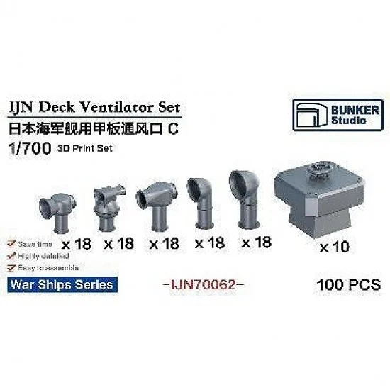 BUNKER Studio IJN70062 1/700 IJN Deck Ventilator Set C - Model Ships & Boats