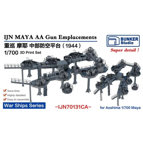 BUNKER Studio IJN70131CA 1/700 IJN MAYA AA Gun Emplacement (1944) for Aoshima kit - Model Ships & Boats