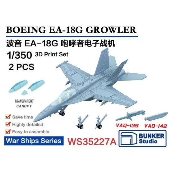 BUNKER Studio WS35227A 1/350 USN EA-18G GROWLER (2pcs with decals)