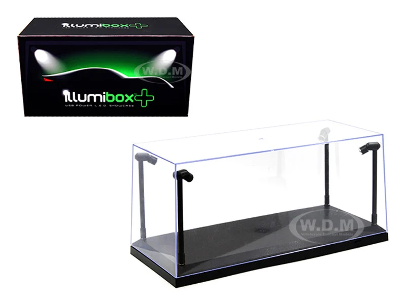 Collectible Display Show Case with LED Lights and Black Base for 1/24 1/18 Models by Illumibox - Accessories