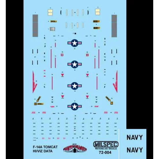 Cam Decals MS72-004 Decals for 1/72 Grumman F-14A Tomcat Hi/Viz Data Stencils
