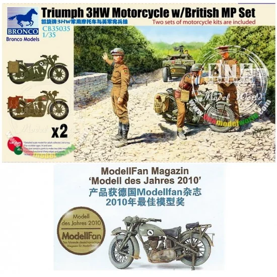 Bronco CB35035 1/35 Triumph 3HW Motorcycle w/British MP set(1+1) - Military Vehicles & Tanks